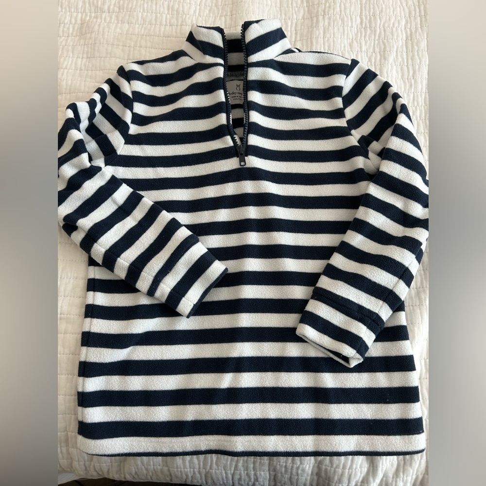 Dudley Stephens Girls Zip Up - Navy and White Stripes - Size Youth Medium